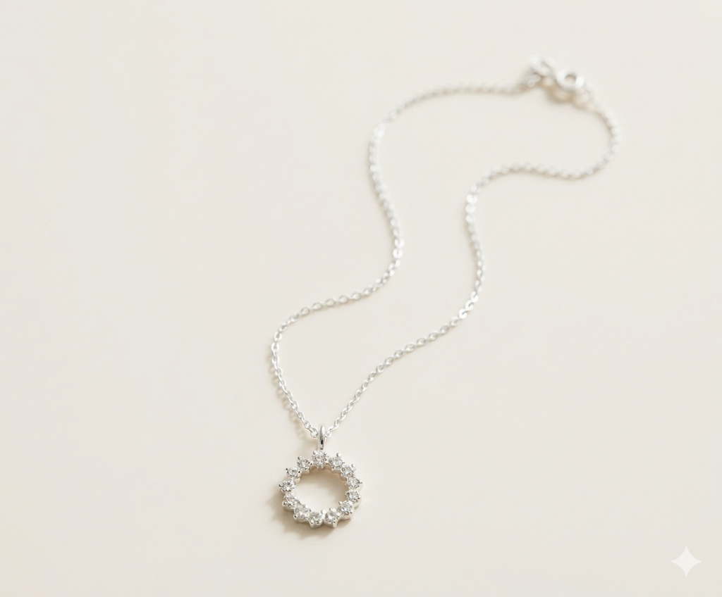 Collar Halo - Plata 925 con circonitas